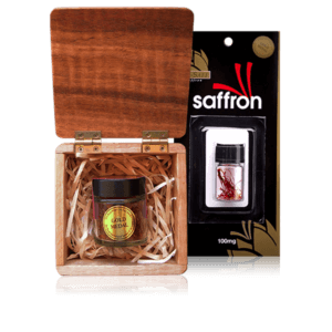 Saffron 1000mg jar in Tasmanian Oak Box